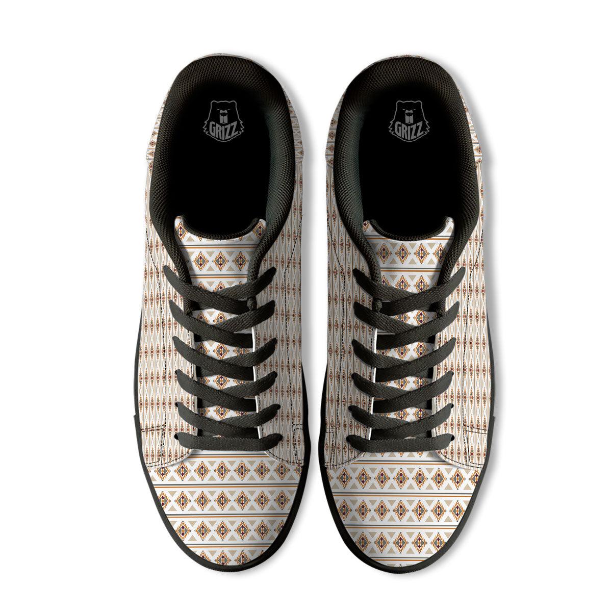 Navajo Ethnic Southwestern Print Pattern Black Low Top Sneakers-grizzshop
