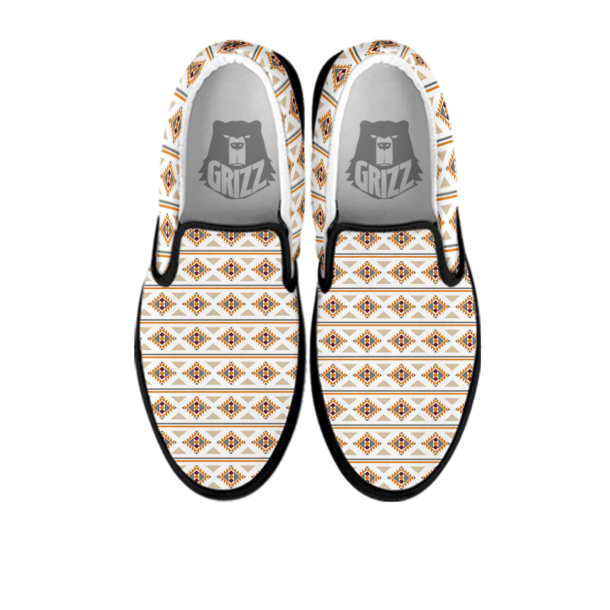 Navajo Ethnic Southwestern Print Pattern Black Slip On Shoes-grizzshop