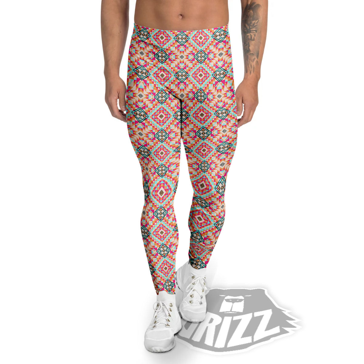 Navajo Geometric Native Print Men's Leggings-grizzshop