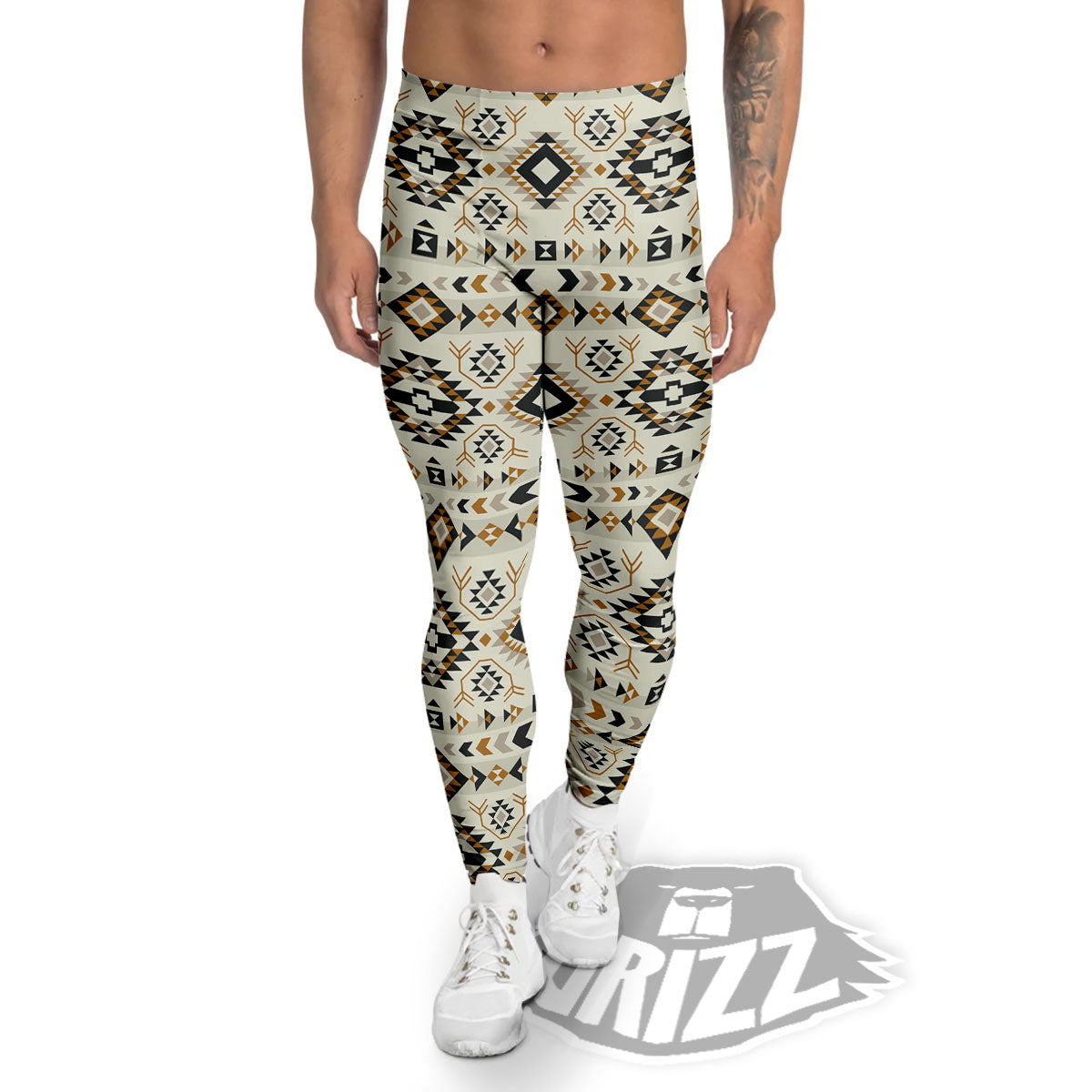 Navajo Geometric Style Print Pattern Men's Leggings-grizzshop