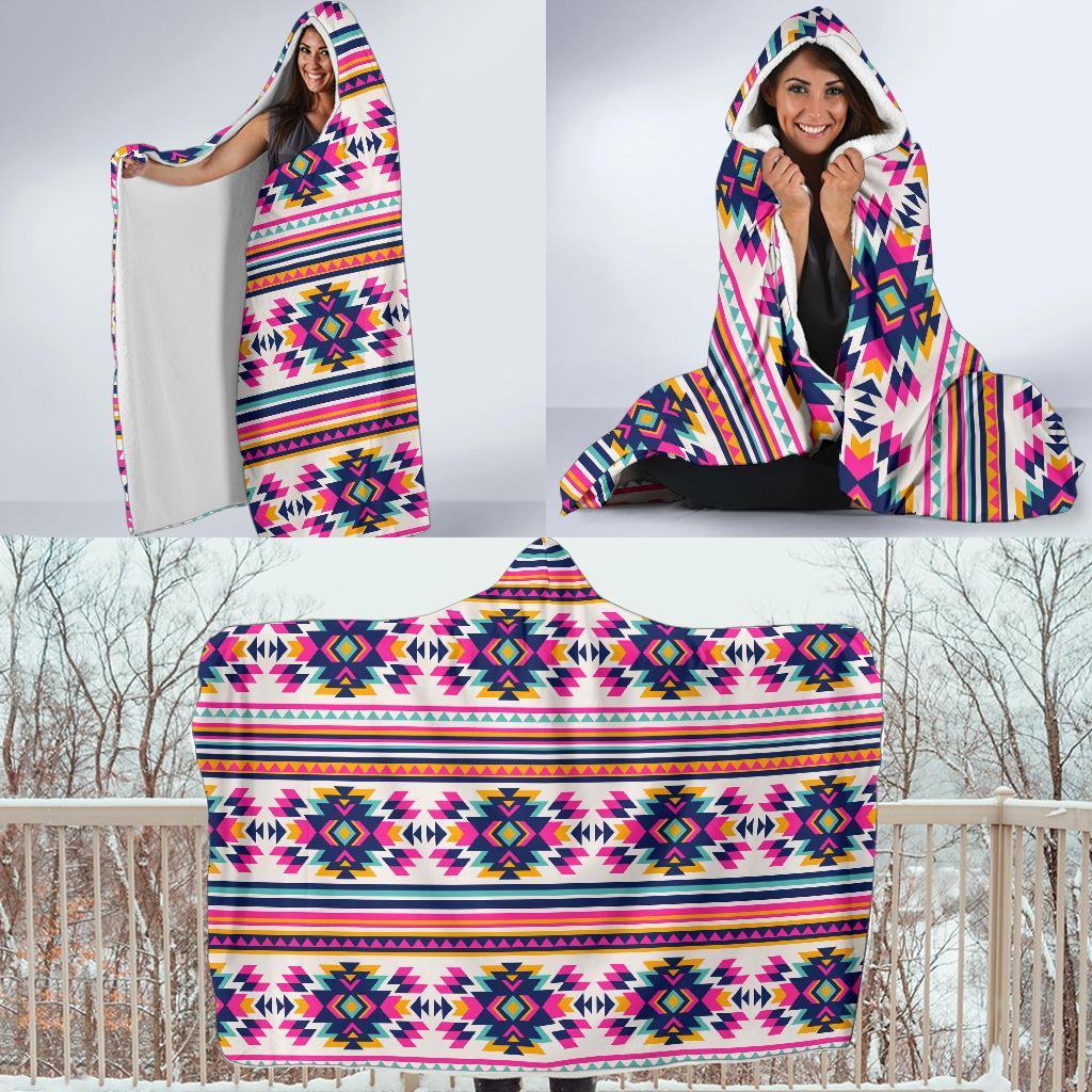 Navajo Native American Indians Aztec Tribal Print Hooded Blanket-grizzshop