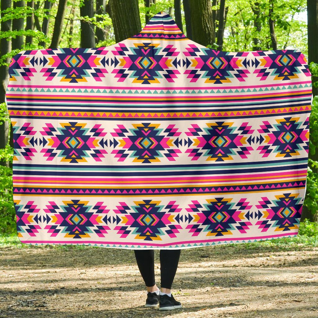 Navajo Native American Indians Aztec Tribal Print Hooded Blanket-grizzshop