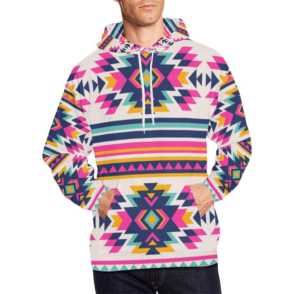 Navajo Native American Indians Aztec Tribal Print Men Pullover Hoodie-grizzshop