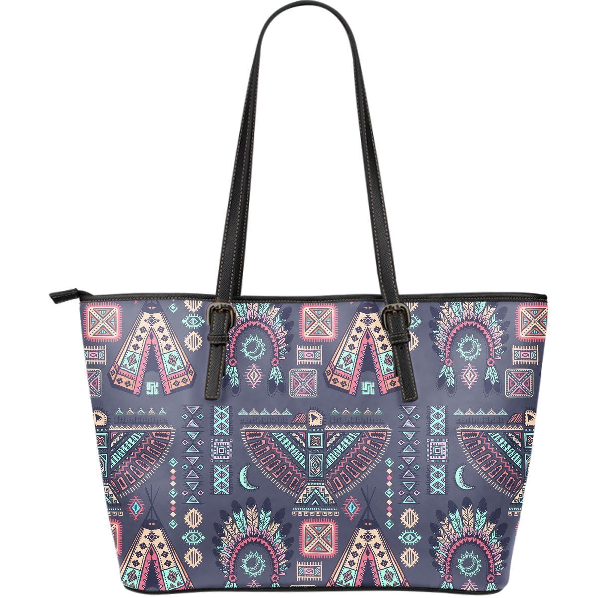 Navajo Native Aztec Indians American Tribal Print Leather Tote Bag-grizzshop