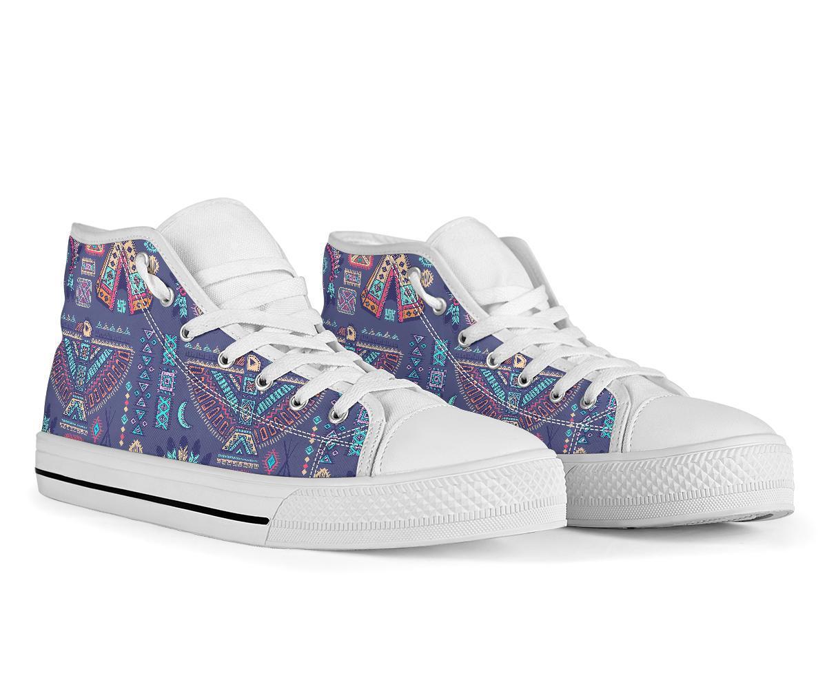 Navajo Native Aztec Indians American Tribal Print Men Women's High Top Shoes-grizzshop