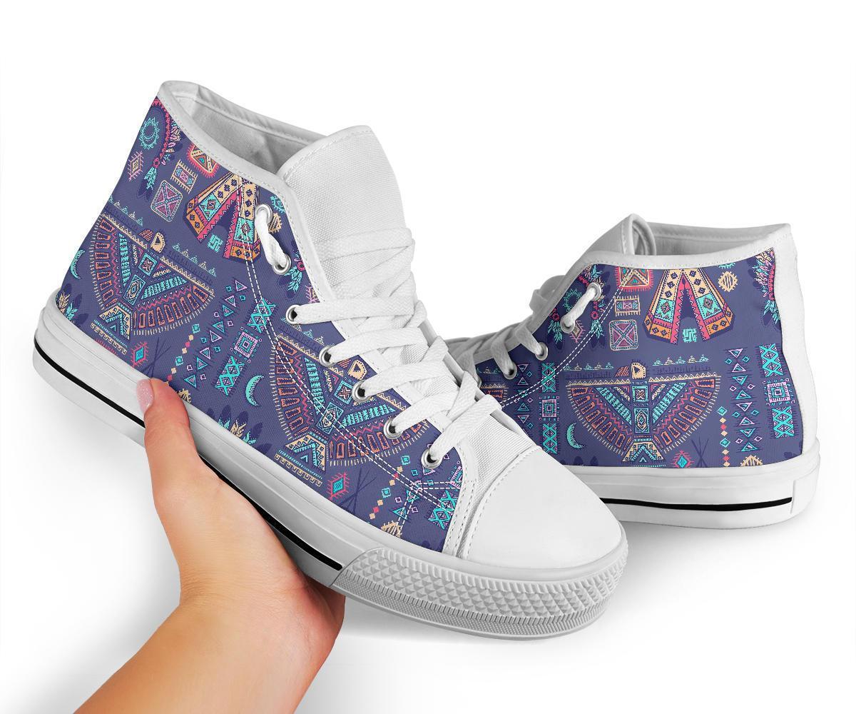Navajo Native Aztec Indians American Tribal Print Men Women's High Top Shoes-grizzshop
