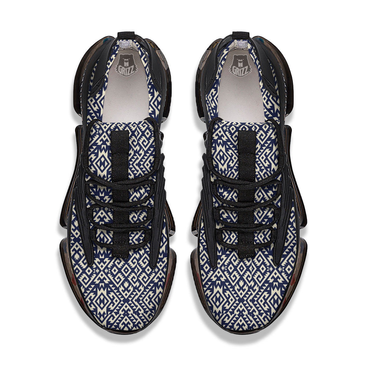 Navajo Native Indian Print Pattern Black Gym Shoes-grizzshop