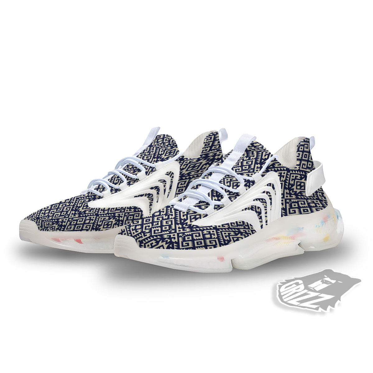 Navajo Native Indian Print Pattern White Gym Shoes-grizzshop