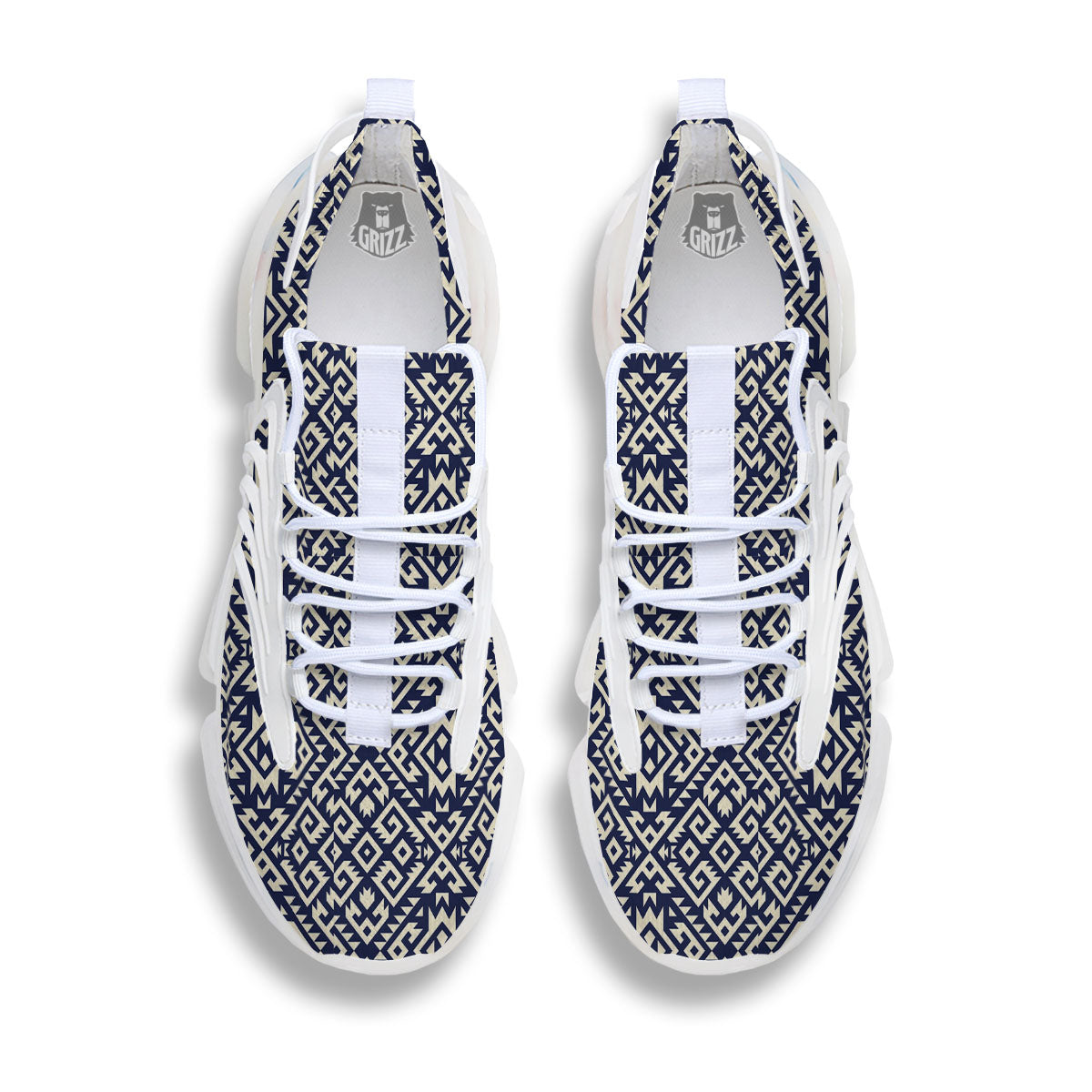 Navajo Native Indian Print Pattern White Gym Shoes-grizzshop