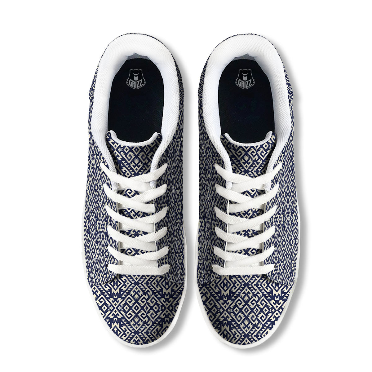 Navajo Native Indian Print Pattern White Low Top Sneakers-grizzshop