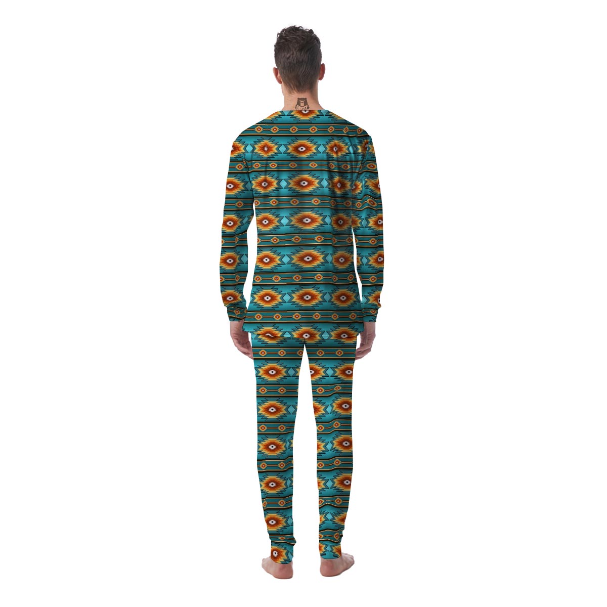 Navajo Teal Southwestern Print Pattern Men's Pajamas-grizzshop
