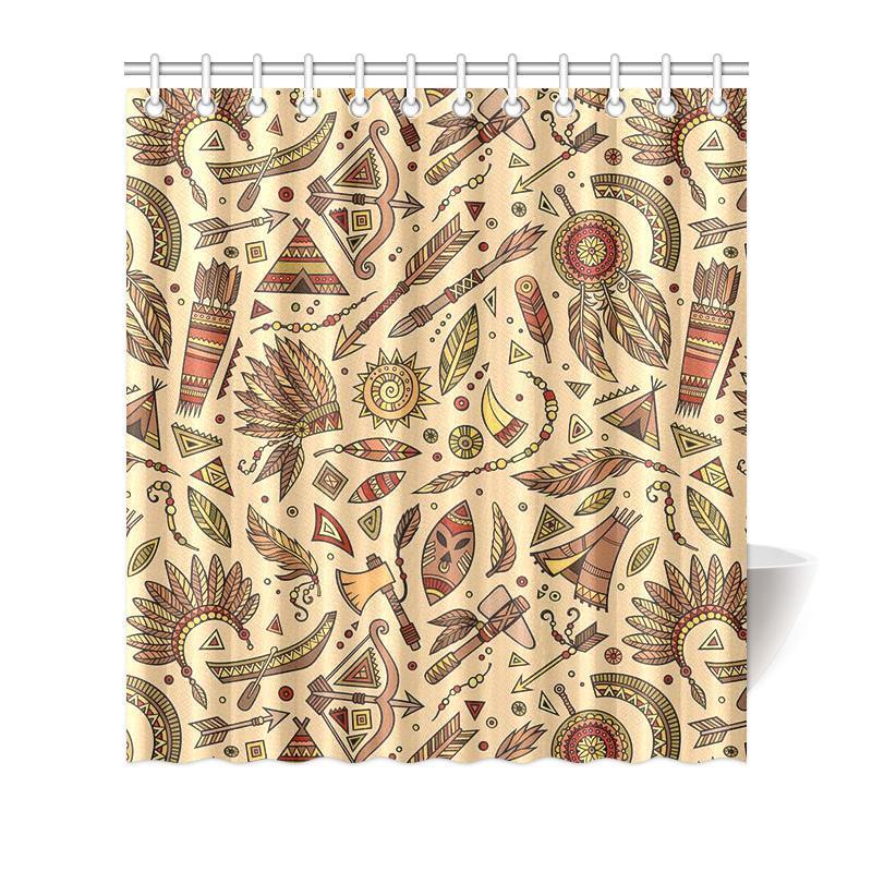 Navajo Tribal Aztec Native Indians American Print Bathroom Shower Curtain-grizzshop