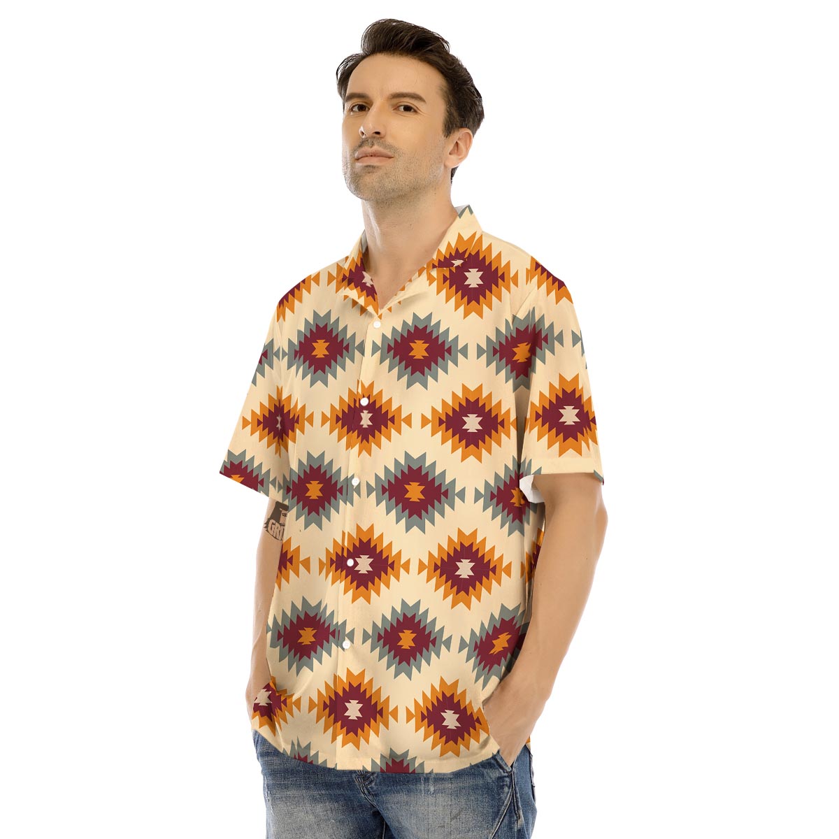 Navajo Tribal Southwestern Print Pattern Men's Hawaiian Shirt-grizzshop