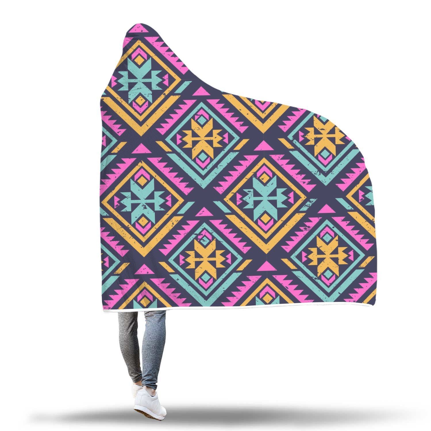 Navajo Aztec Tribal Native Indians American Print Hooded Blanket-grizzshop