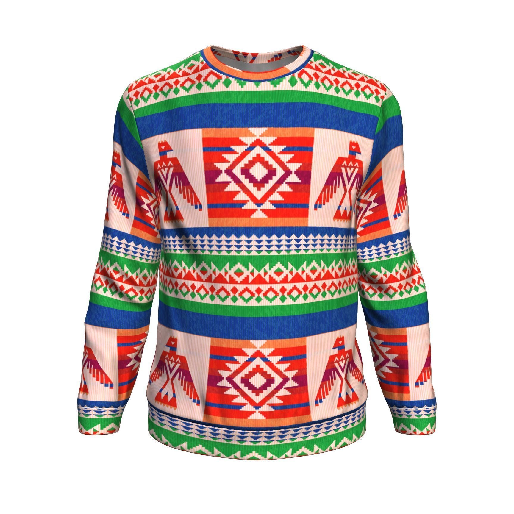 Navajo Aztec Tribal Native Indians American Print Men Crew Neck Sweatshirt-grizzshop
