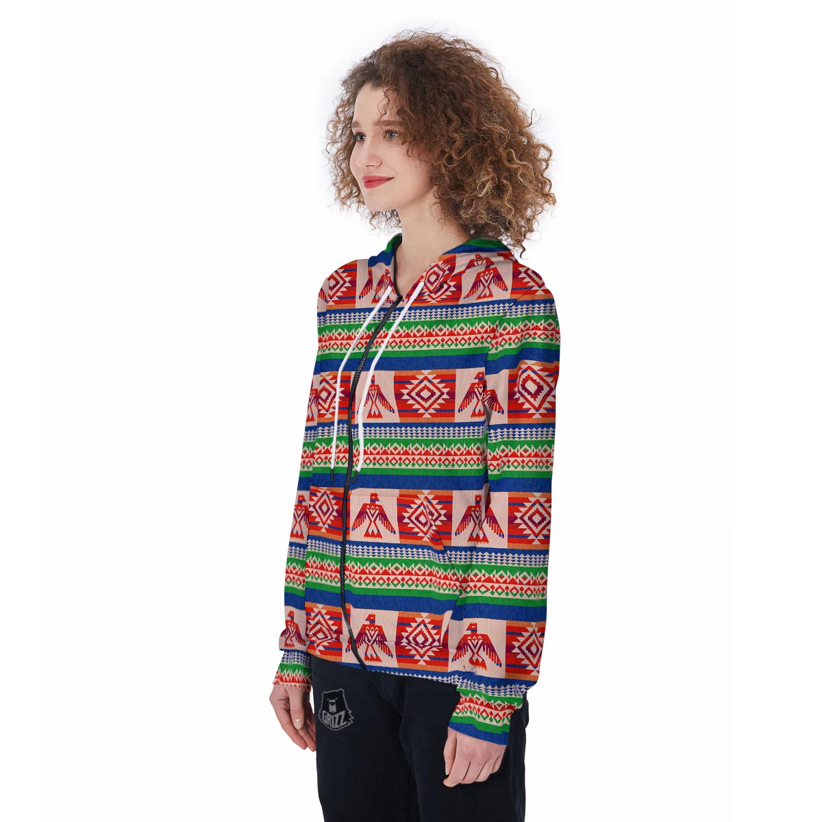 Navajo Aztec Tribal Native Indians American Print Women Zip Up Hoodies-grizzshop