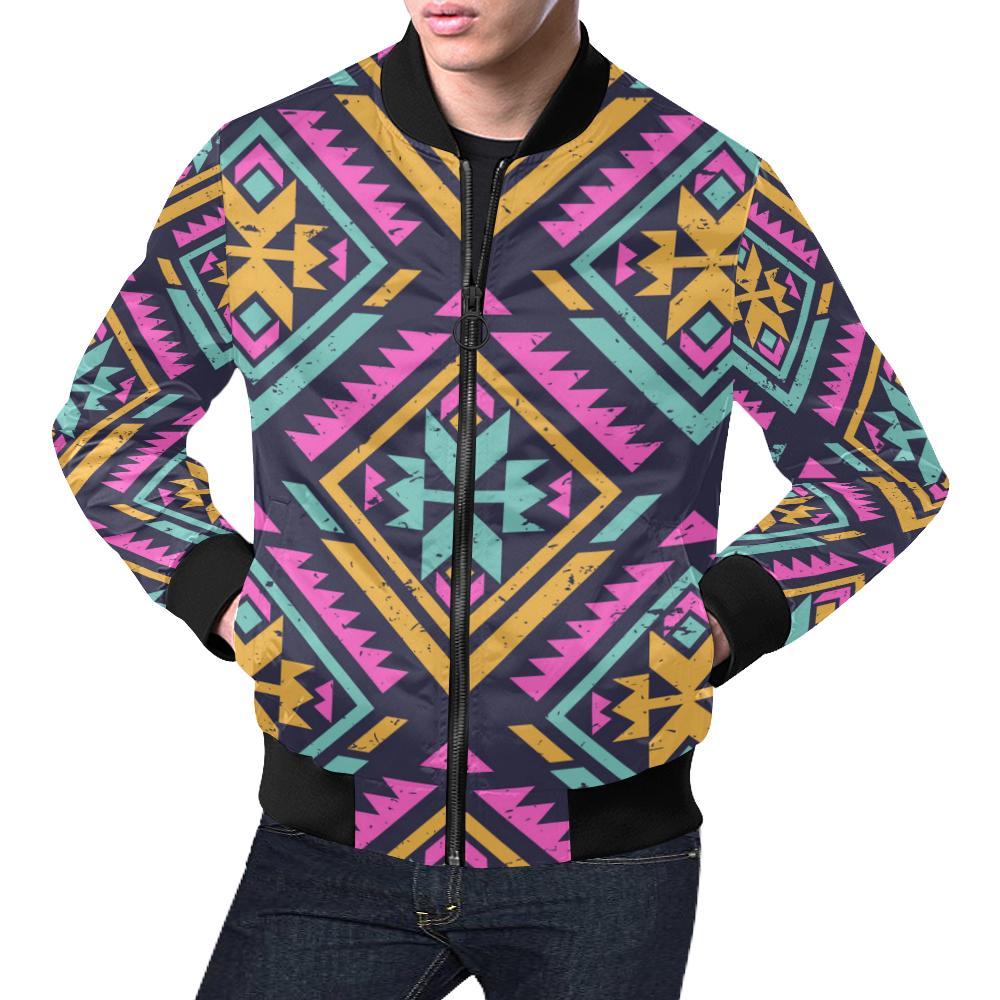 Navajo Indians Aztec Tribal Native American Print Men's Bomber Jacket-grizzshop