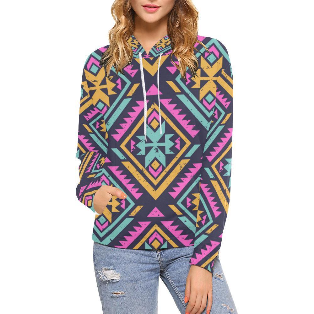 Navajo Indians Aztec Tribal Native American Print Women Pullover Hoodies -grizzshop