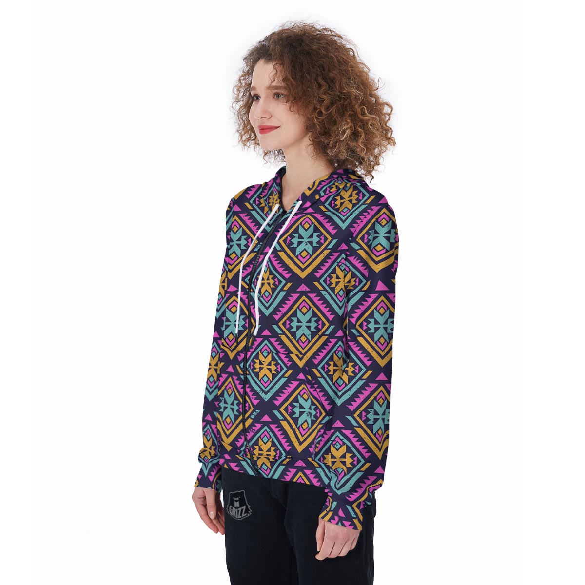 Navajo Indians Aztec Tribal Native American Print Women Zip Up Hoodies-grizzshop