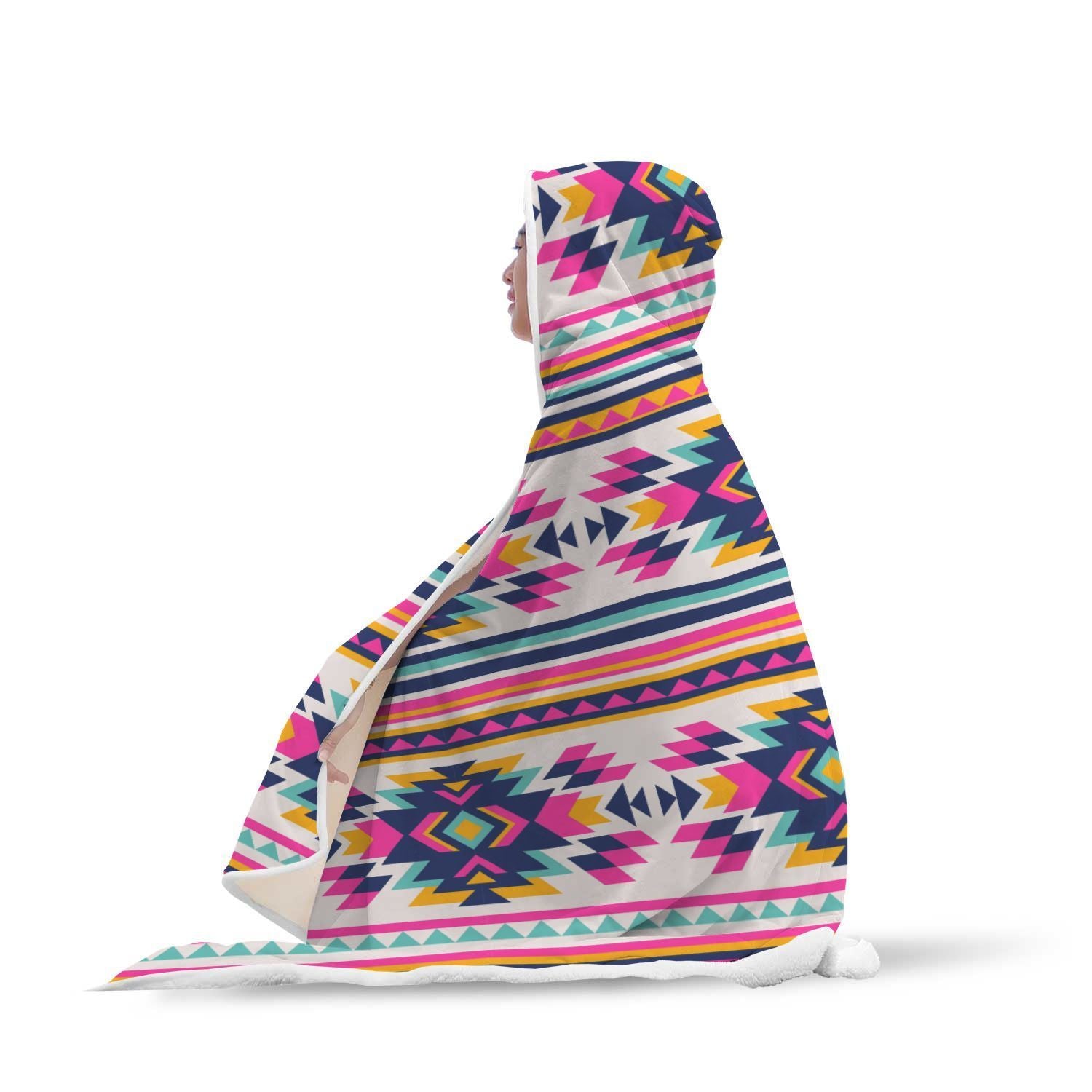 Navajo Native American Indians Aztec Tribal Print Hooded Blanket-grizzshop