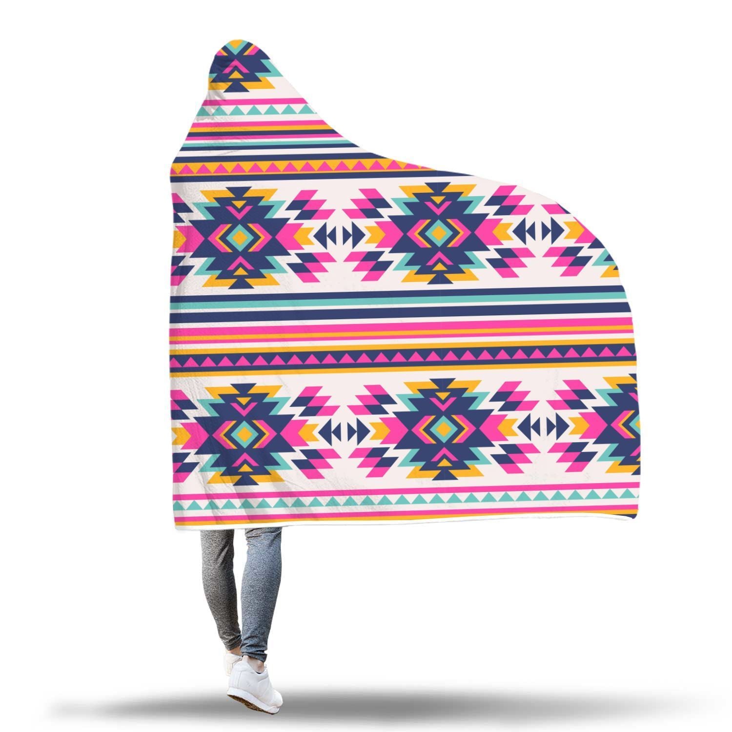 Navajo Native American Indians Aztec Tribal Print Hooded Blanket-grizzshop