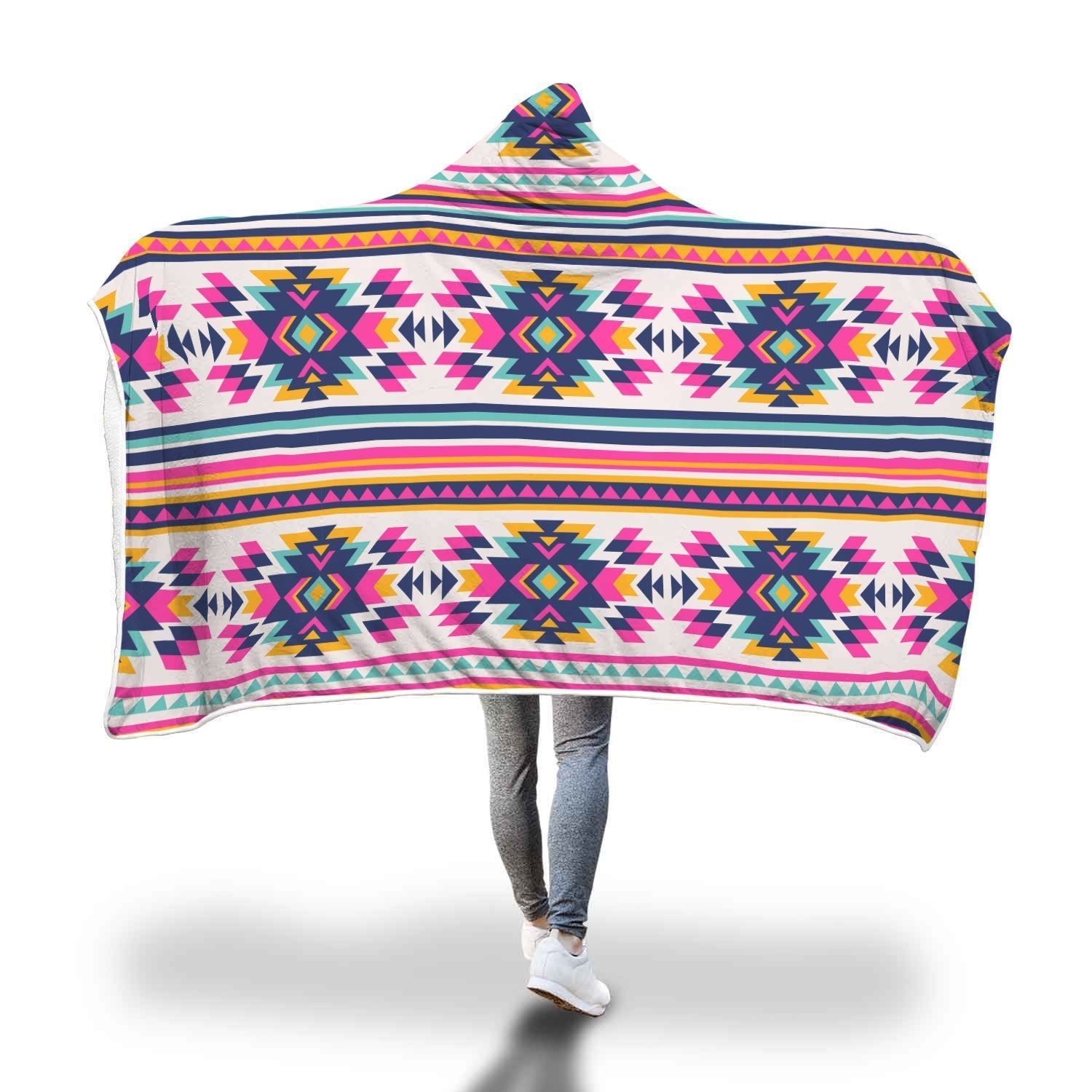 Navajo Native American Indians Aztec Tribal Print Hooded Blanket-grizzshop
