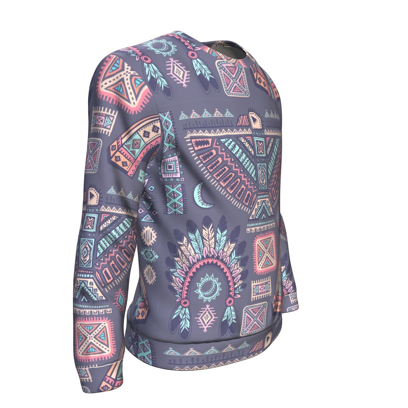Navajo Native Aztec Indians American Tribal Print Men Crew Neck Sweatshirt-grizzshop