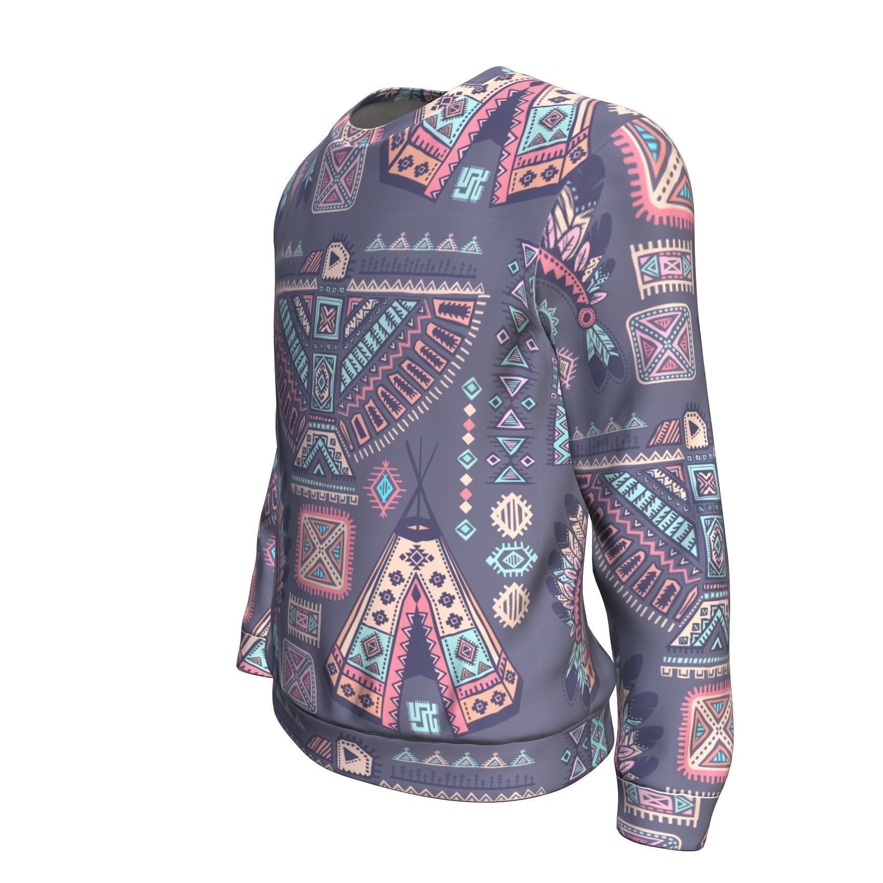 Navajo Native Aztec Indians American Tribal Print Men Crew Neck Sweatshirt-grizzshop