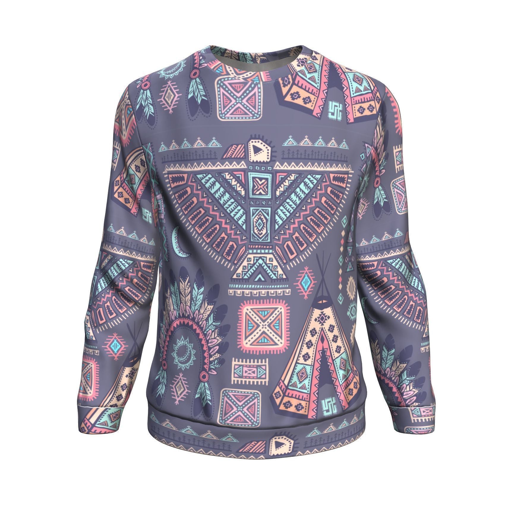 Navajo Native Aztec Indians American Tribal Print Men Crew Neck Sweatshirt-grizzshop