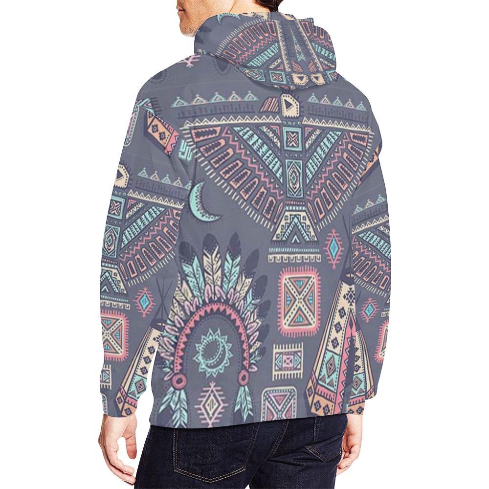 Navajo Native Aztec Indians American Tribal Print Men Pullover Hoodie-grizzshop