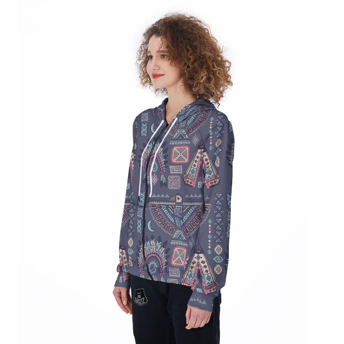 Navajo Native Aztec Indians American Tribal Print Women Zip Up Hoodies-grizzshop
