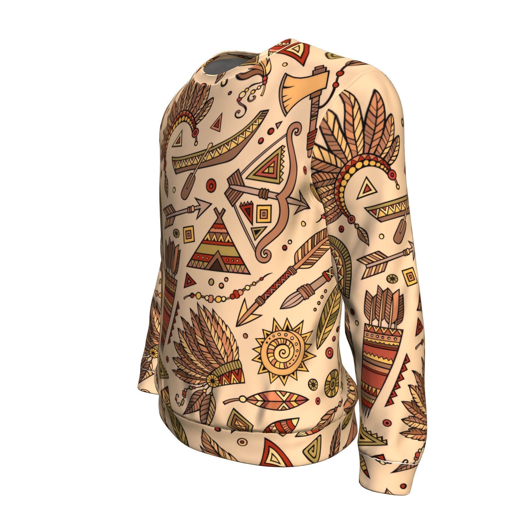 Navajo Tribal Aztec Native Indians American Print Men Crew Neck Sweatshirt-grizzshop