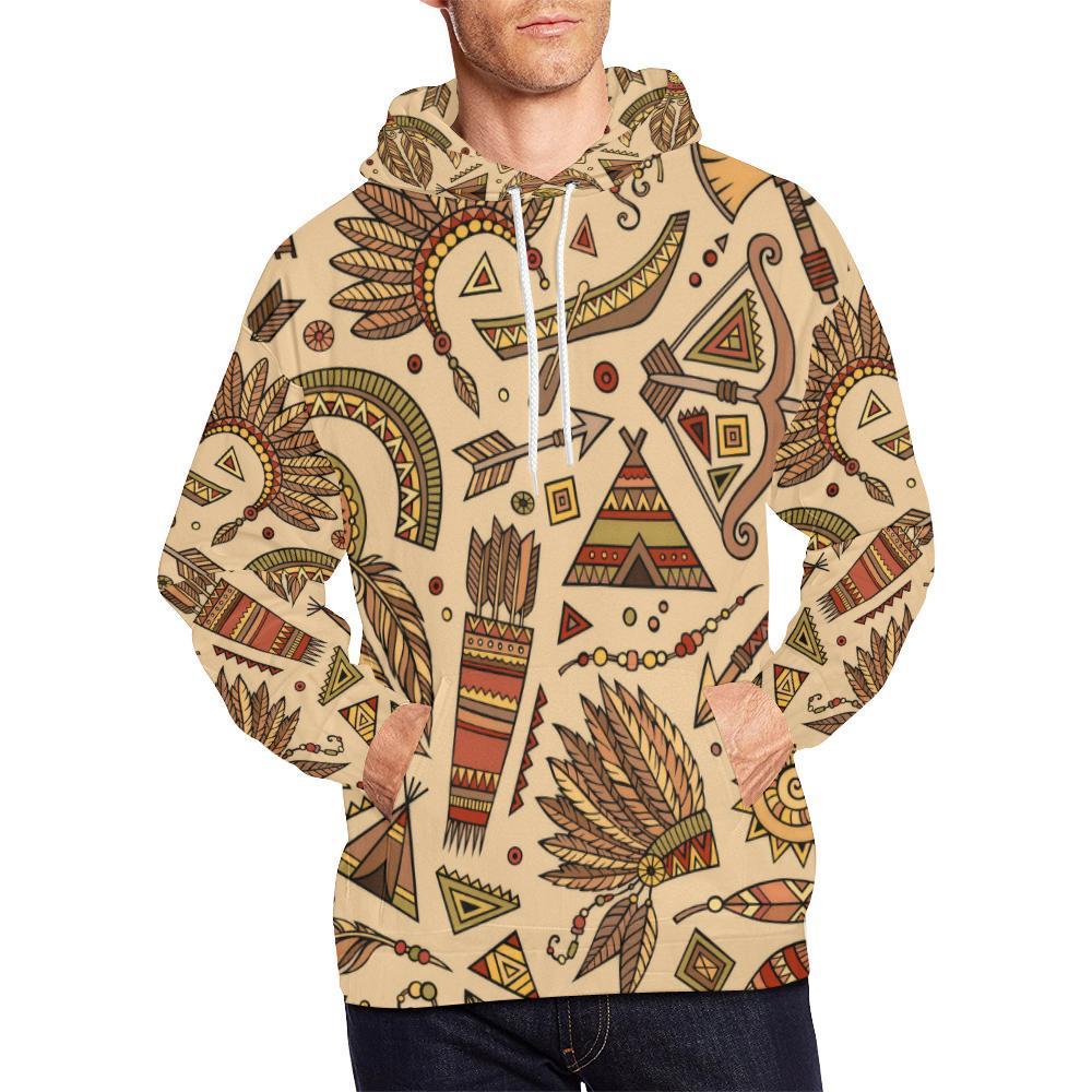 Navajo Tribal Aztec Native Indians American Print Men Pullover Hoodie-grizzshop
