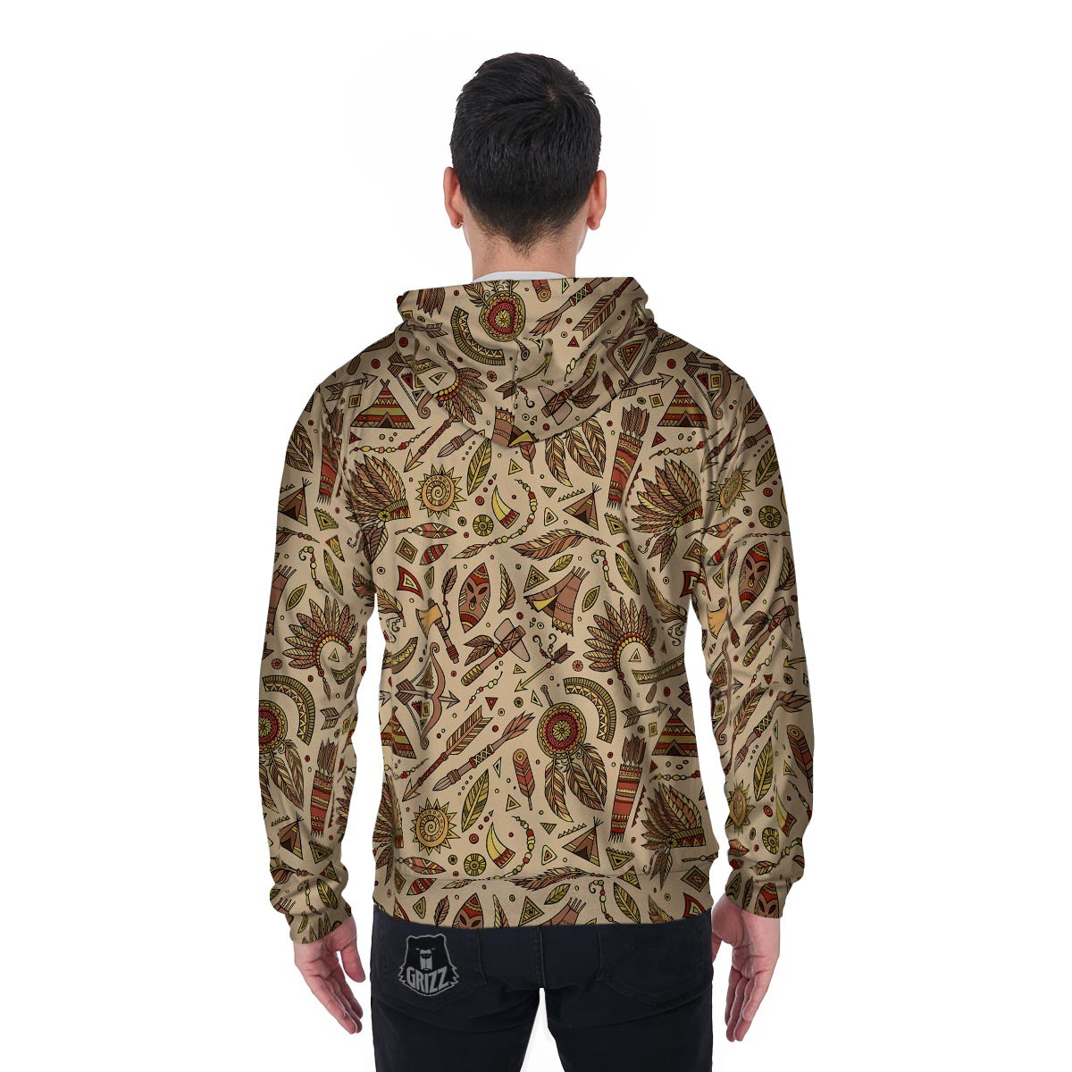 Navajo Tribal Aztec Native Indians American Print Men Zip Up Hoodie-grizzshop