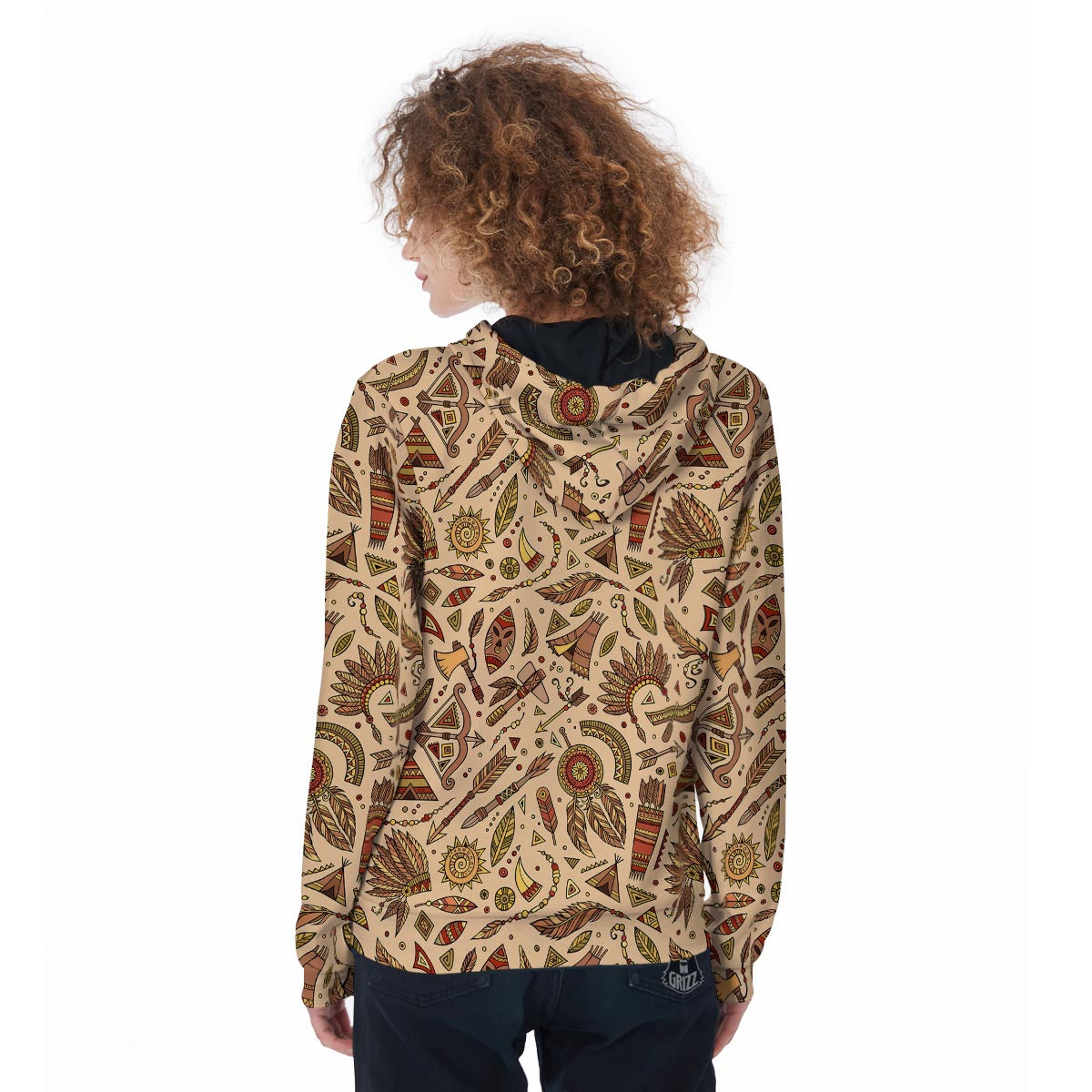 Navajo Tribal Aztec Native Indians American Print Women Zip Up Hoodies-grizzshop