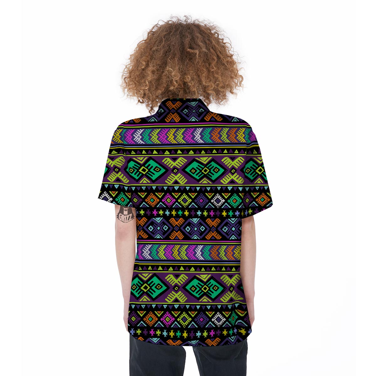 Navojo Aztec Print Women's Short Sleeve Shirts-grizzshop