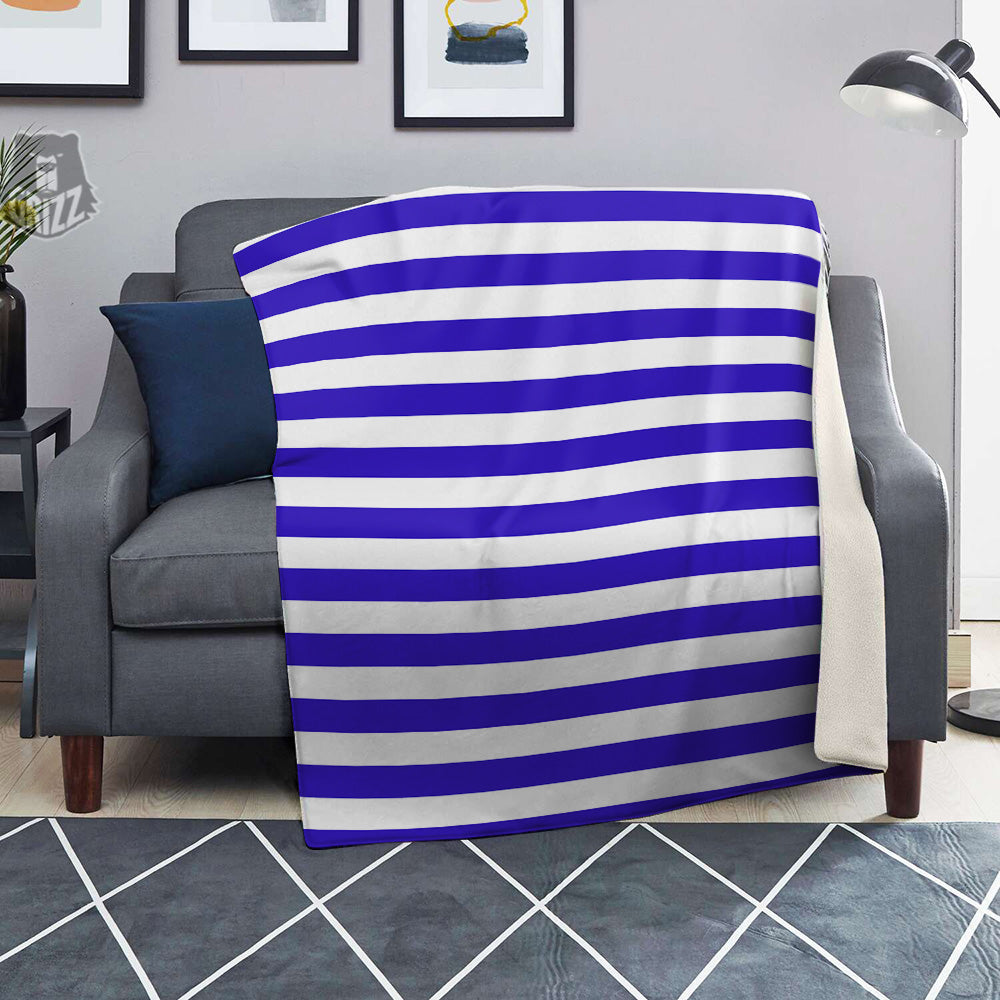 Navy Color Striped Print Blanket-grizzshop