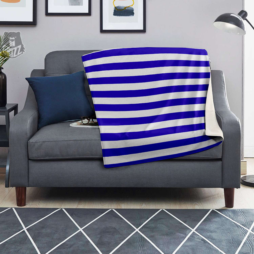 Navy Color Striped Print Blanket-grizzshop