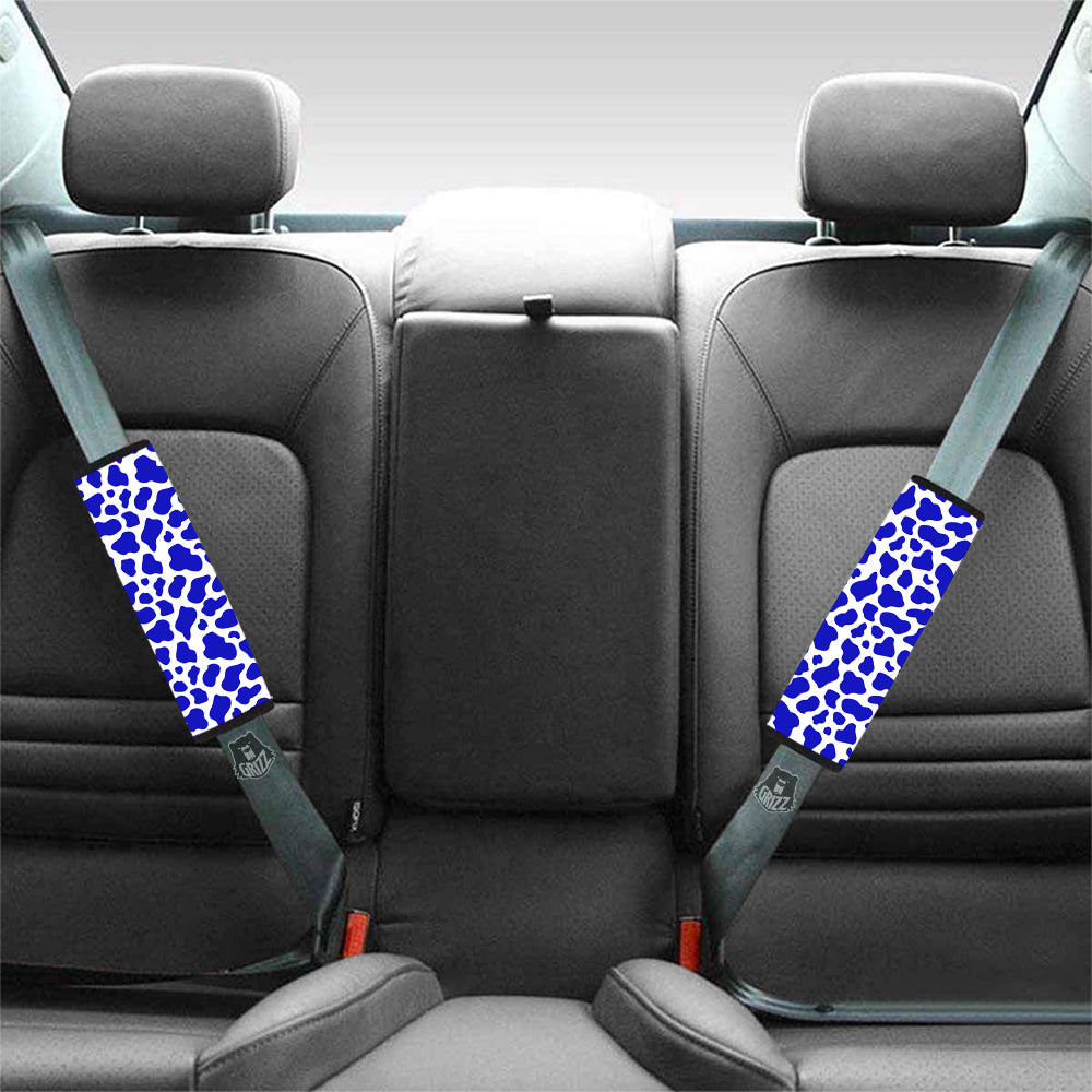 Navy Cow Print Pattern Car Seat Belt Cover-grizzshop