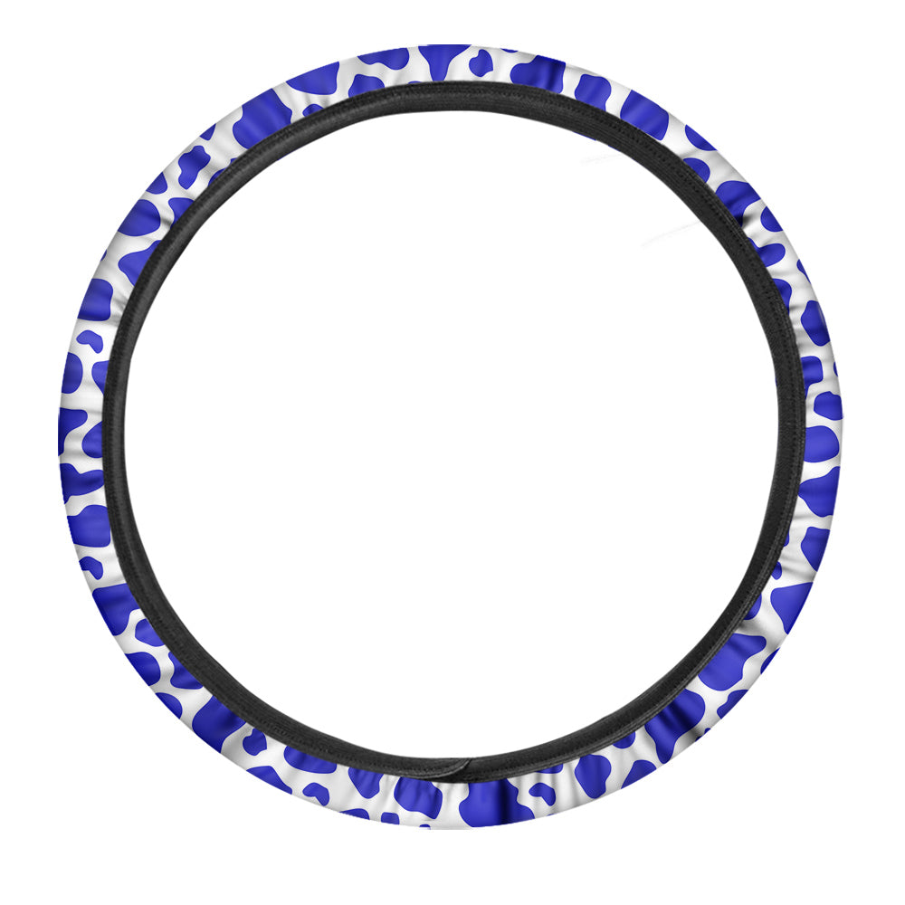 Navy Cow Print Pattern Car Steering Wheel Cover-grizzshop