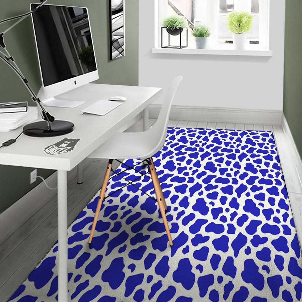 Navy Cow Print Pattern Floor Mat-grizzshop