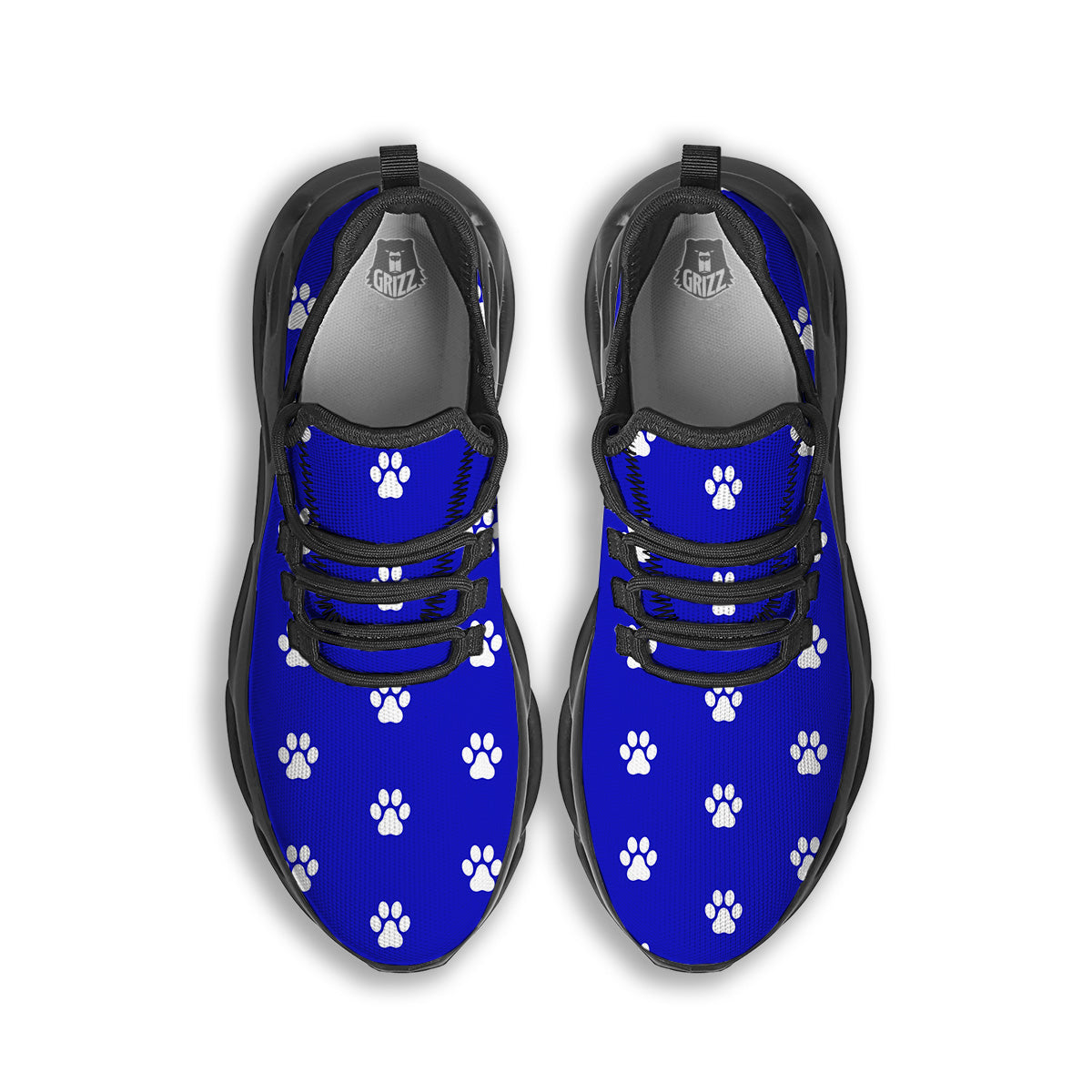 Navy Paw Print Black Running Shoes-grizzshop