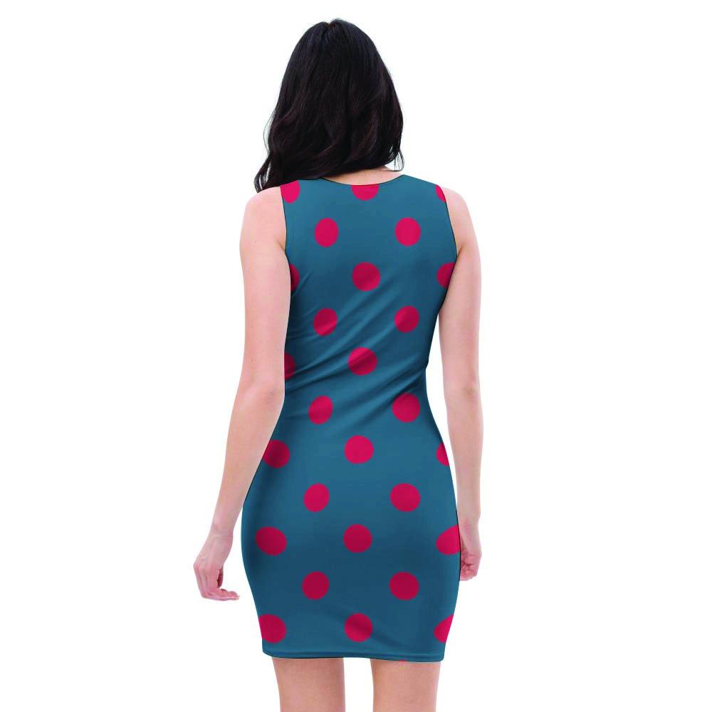 Navy Polka Dot Bodycon Dress-grizzshop