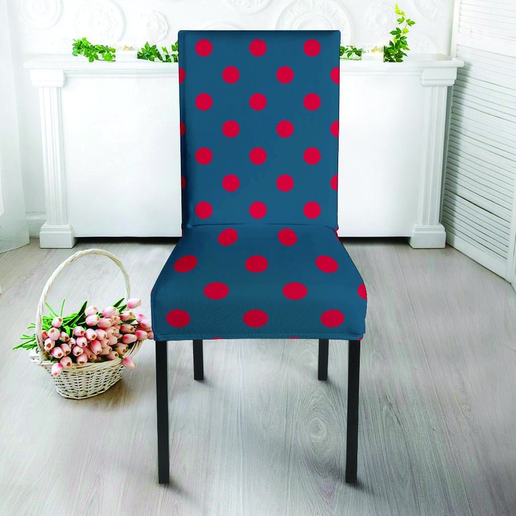 Navy Polka Dot Chair Cover-grizzshop