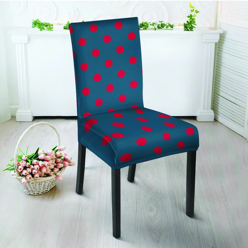 Navy Polka Dot Chair Cover-grizzshop