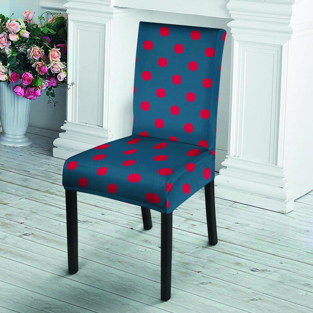 Navy Polka Dot Chair Cover-grizzshop