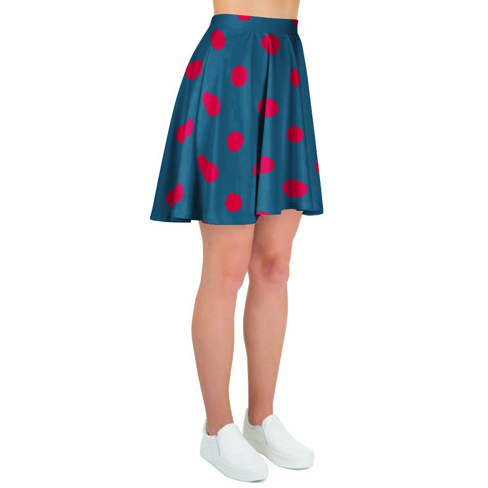 Navy Polka Dot Women's Skirt-grizzshop