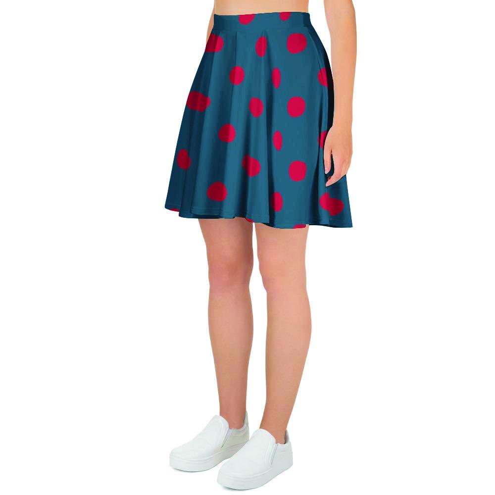 Navy Polka Dot Women's Skirt-grizzshop