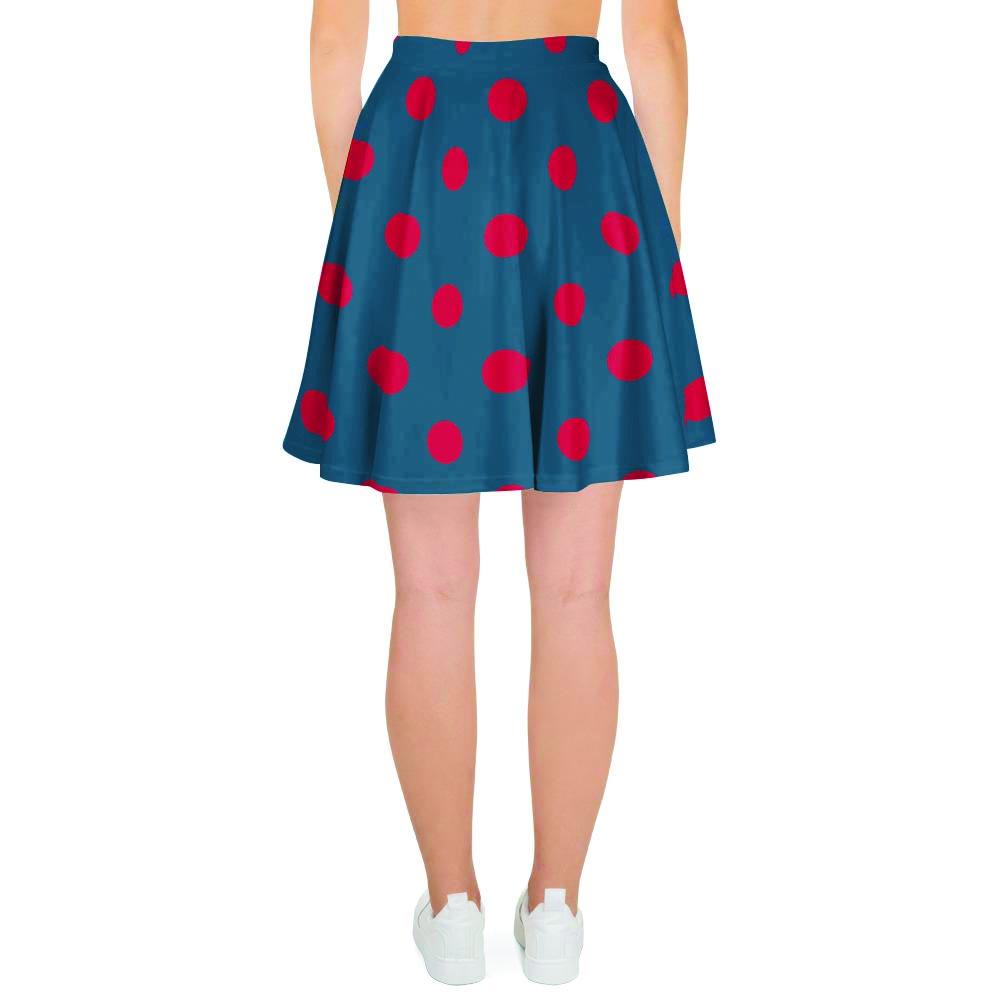 Navy Polka Dot Women's Skirt-grizzshop