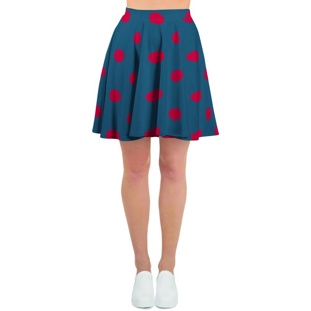 Navy Polka Dot Women's Skirt-grizzshop